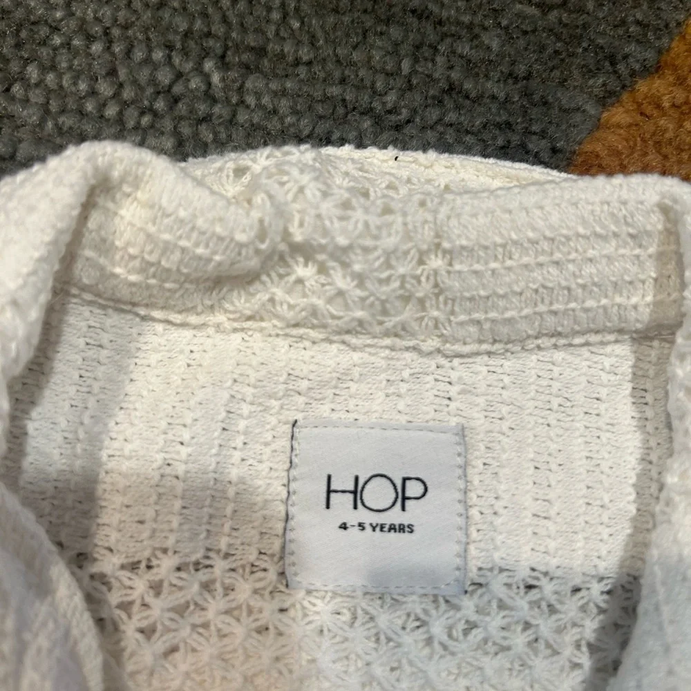 HOP Kids Off White Applique Detailed Knitted Cotton Shirt Button Down 4-5 Years